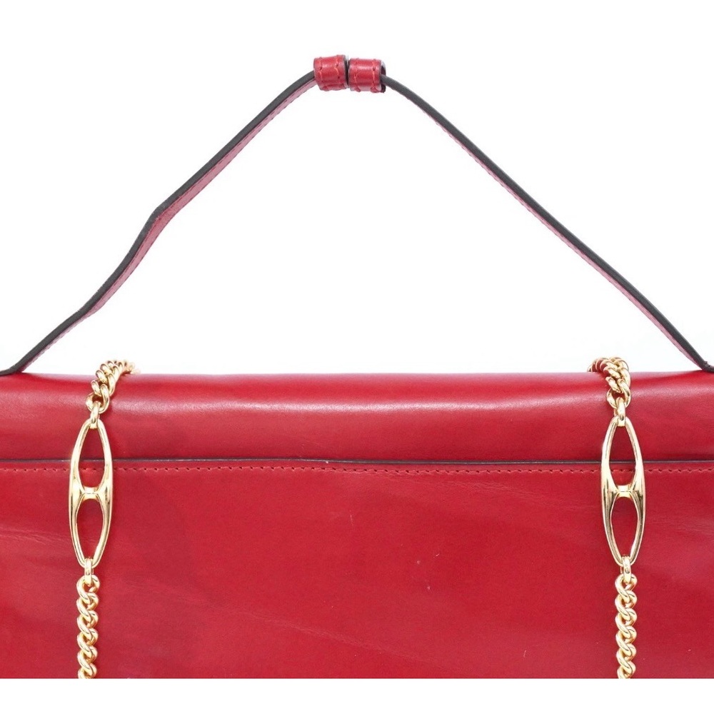 Gucci Zumi Red Shoulder Bag with Gold Chain 2 way Bag Preowned - Picture 9 of 17
